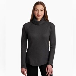 KUHL Women's Petra Turtleneck Top Pavement Gray Thermal Knit Long Sleeve‎ M